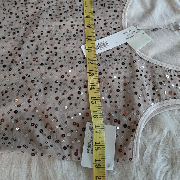 Spanner women's cream white sequin pattern tank top Size: L - Picture 6 of 8